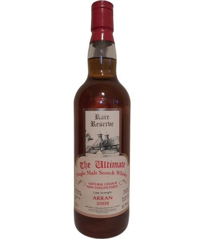 Fles The Ultimate Rare Reserve Arran 2008 Cask Strength, enkel vat gebotteld door The Ultimate uit Amersfoort, op voorraad bij slijterij t Bockje in Bathmen
