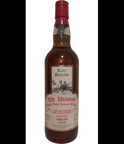 Fles The Ultimate Rare Reserve Arran 2008 Cask Strength, enkel vat gebotteld door The Ultimate uit Amersfoort, op voorraad bij slijterij t Bockje in Bathmen
