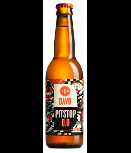 Fles Davo Pitstop 0.0 van 33 centiliter, alcoholvrij bier uit Deventer, op voorraad bij slijterij t Bockje in Bathmen