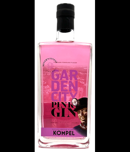 Fles Kompel Miner's Finest Garden City Pink Gin, gin, op voorraad bij slijterij t Bockje in Bathmen
