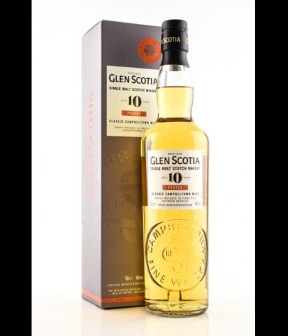 Fles Glen Scotia 10 Years Old Peated, single malt whisky, op voorraad bij slijterij t Bockje in Bathmen