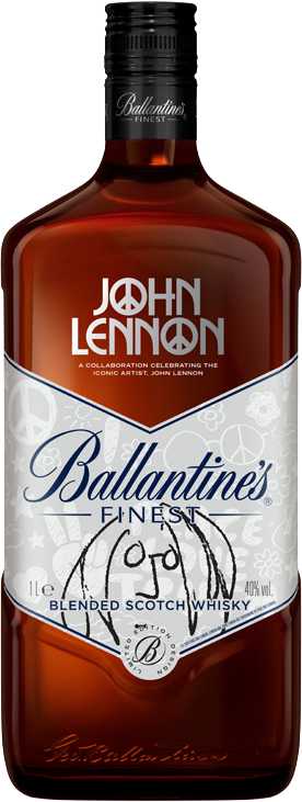 Fles Ballantine’s Finest John Lennon Edition, single malt whisky, op voorraad bij slijterij t Bockje in Bathmen