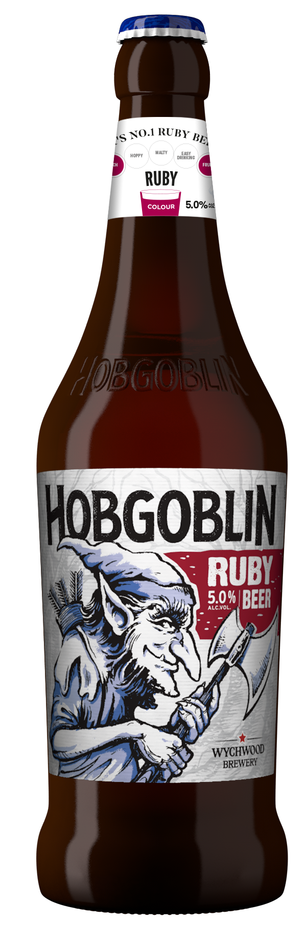 Fles Wychwood Hobgoblin Ruby, bier van Wychwood, op voorraad bij slijterij t Bockje in Bathmen