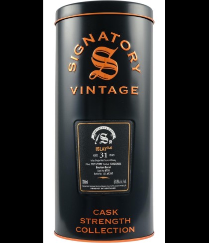 Fles Signatory Islay 31 Years Old 1992/2024, enkel vat gebotteld door Signatory Vintage, op voorraad bij slijterij t Bockje in Bathmen