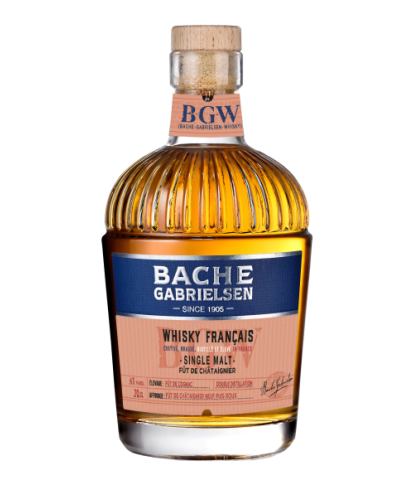 Fles Bache Gabrielsen Whisky Français Fût de Châtaignier, whisky, op voorraad bij slijterij t Bockje in Bathmen