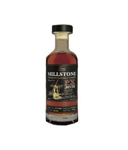 Fles Millstone Pedro Ximenez Cask 20 Years Old Special #21, Nederlandse whisky van Zuidam Distillers, op voorraad bij slijterij t Bockje in Bathmen