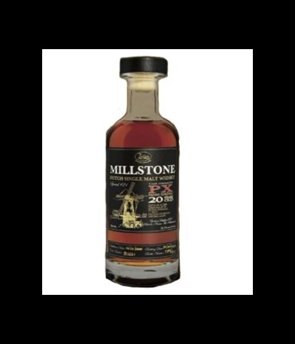 Fles Millstone Pedro Ximenez Cask 20 Years Old Special #21, Nederlandse whisky van Zuidam Distillers, op voorraad bij slijterij t Bockje in Bathmen