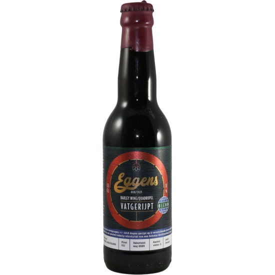 Fles Eggens Barley Wine Quadrupel Vatgerijpt 008/2025, bier van Eggens, op voorraad bij slijterij ’t Bockje in Bathmen