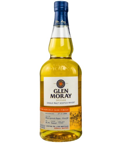 Fles Glen Moray Rhum Agricole Cask Finish, single malt whisky, op voorraad bij slijterij t Bockje in Bathmen