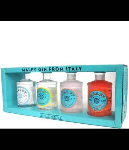Fles Malfy Gin Giftpack 4x 50 ml, gin, op voorraad bij slijterij t Bockje in Bathmen