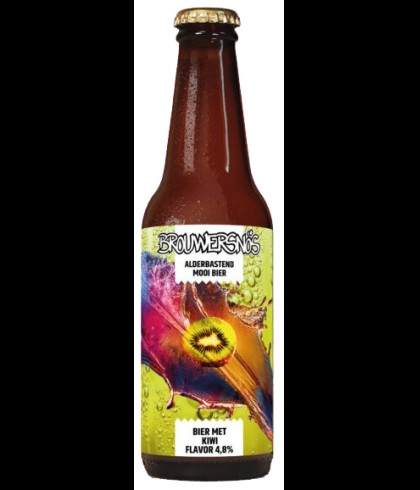 Fles Brouwersnös Fruitbier Kiwi, bier van Brouwersnos, bij slijterij t Bockje in Bathmen