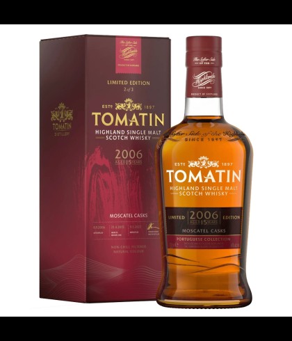 Fles Tomatin Portuguese Collection Moscatel Edition, Highland single malt whisky, op voorraad bij slijterij t Bockje in Bathmen