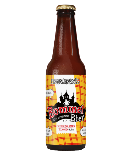 Fles Brouwersnös Bommelbier Meergranen Blond, bier van Brouwersnos, bij slijterij t Bockje in Bathmen