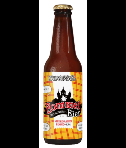 Fles Brouwersnös Bommelbier Meergranen Blond, bier van Brouwersnos, bij slijterij t Bockje in Bathmen