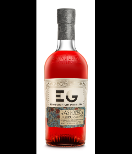 Fles Edinburgh Gin Raspberry Liqueur, gin, op voorraad bij slijterij t Bockje in Bathmen