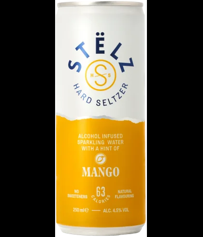 Pre-mix Stëlz Hard Seltzer Mango van Stëlz, bij slijterij ’t Bockje in Bathmen