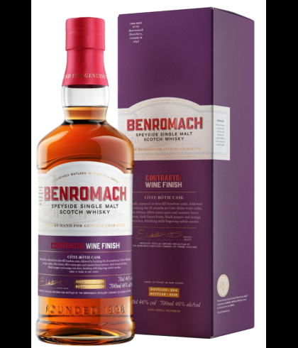 Fles Benromach C&ocirc;te R&ocirc;tie Wine Finish, single malt whisky, op voorraad bij slijterij t Bockje in Bathmen
