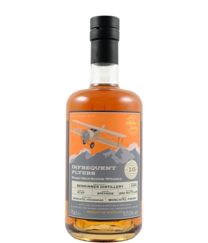 Fles Infrequent Flyers Benrinnes 2006 16 Years Old, single malt whisky, op voorraad bij slijterij t Bockje in Bathmen