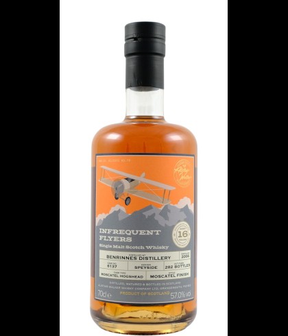 Fles Infrequent Flyers Benrinnes 2006 16 Years Old, single malt whisky, op voorraad bij slijterij t Bockje in Bathmen