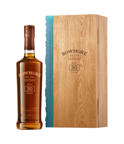 Fles Bowmore 30 Years Old Release 2021, single malt whisky, op voorraad bij slijterij t Bockje in Bathmen