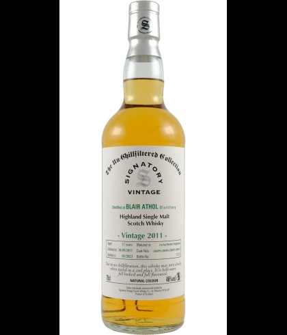 Fles Signatory Un-Chillfiltered Blair Athol 11 Years Old, single malt whisky, op voorraad bij slijterij t Bockje in Bathmen