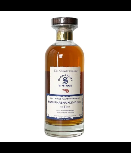 Fles Signatory Decanter Collection Bunnahabhain 11 Years Old, single malt whisky, op voorraad bij slijterij t Bockje in Bathmen
