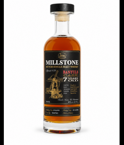 Fles Millstone Special #39 Unpeated Single Malt Whisky Banyuls, Nederlandse whisky van Zuidam Distillers, op voorraad bij slijterij t Bockje in Bathmen