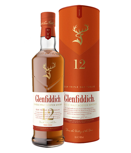 Fles Glenfiddich 12 Years Old Triple Oak, single malt whisky, op voorraad bij slijterij t Bockje in Bathmen