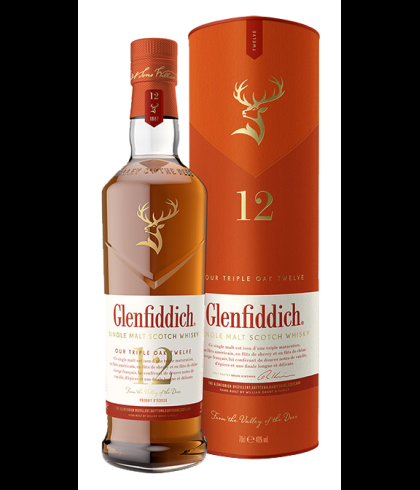 Fles Glenfiddich 12 Years Old Triple Oak, single malt whisky, op voorraad bij slijterij t Bockje in Bathmen