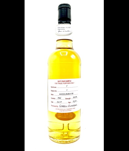 Fles Duty Paid Sample Hazelburn FB 6 Years Old 2017, single malt whisky, op voorraad bij slijterij t Bockje in Bathmen