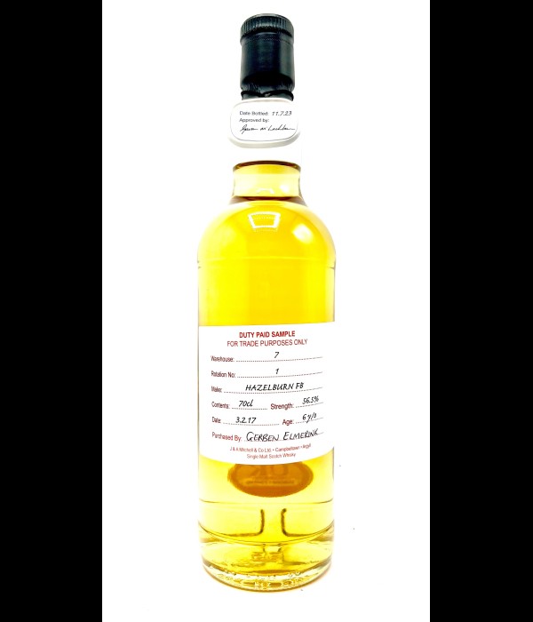 Duty Paid Sample Hazelburn FB 6 Years Old 2017 bij t Bockje in Bathmen