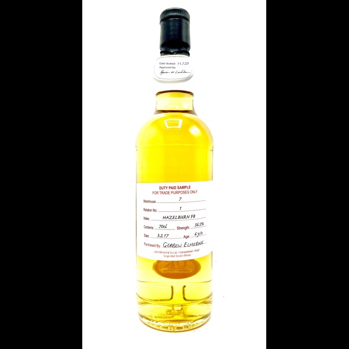 Fles Duty Paid Sample Hazelburn FB 6 Years Old 2017