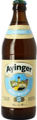 Fles Ayinger Bräuweisse, bier van Ayinger, op voorraad bij slijterij t Bockje in Bathmen