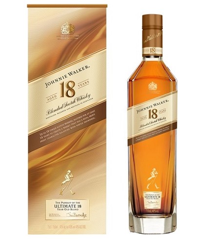 Fles blended Scotch van Johnnie Walker, op voorraad bij slijterij t Bockje in Bathmen