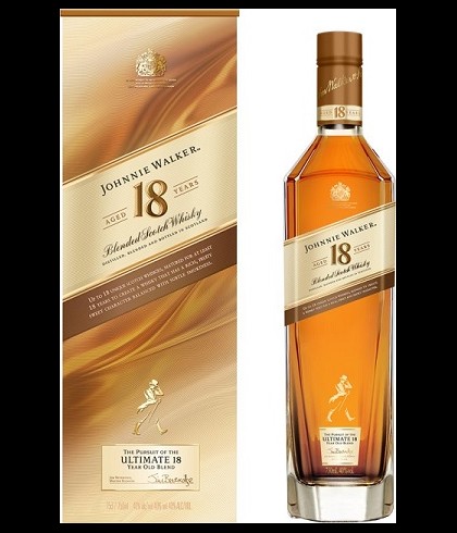 Fles blended Scotch van Johnnie Walker, op voorraad bij slijterij t Bockje in Bathmen