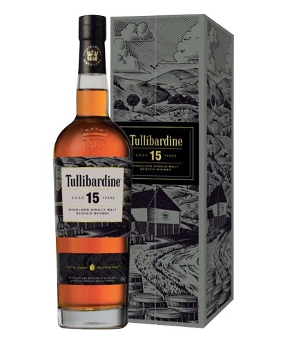 Fles Tullibardine 15 Years Old, Schotse single malt whisky uit Blackford, op voorraad bij slijterij ’t Bockje in Bathmen
