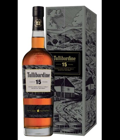 Fles Tullibardine 15 Years Old, Schotse single malt whisky uit Blackford, op voorraad bij slijterij t Bockje in Bathmen