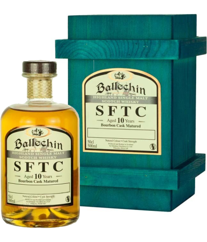 Fles Ballechin SFTC Bourbon Cask 10 Years Old, single malt whisky, op voorraad bij slijterij t Bockje in Bathmen