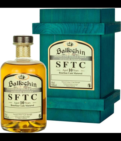 Fles Ballechin SFTC Bourbon Cask 10 Years Old, single malt whisky, op voorraad bij slijterij t Bockje in Bathmen