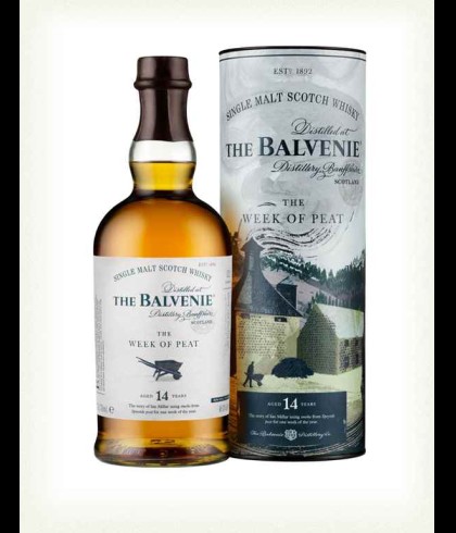 Fles The Balvenie 14 Years Old The Week of Peat, single malt whisky, op voorraad bij slijterij t Bockje in Bathmen