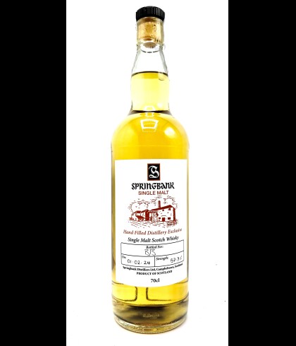 Fles Springbank Handfilled Distillery Exclusive 24 57,7%, whisky, bij slijterij ’t Bockje in Bathmen