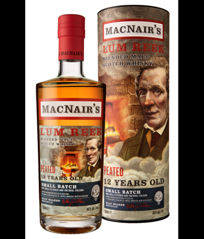 Fles Macnair's Lum Reek 12Y Blended Peated Small Batch, whisky, op voorraad bij slijterij t Bockje in Bathmen