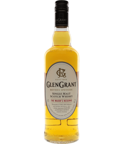 Fles Glen Grant The Major's Reserve Pure Highland Single Malt Whisky, whisky, op voorraad bij slijterij ’t Bockje in Bathmen