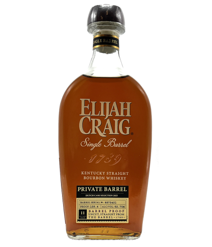 Fles Elijah Craig Single Barrel Dutch Cask Selection 2025, single malt whisky, op voorraad bij slijterij t Bockje in Bathmen