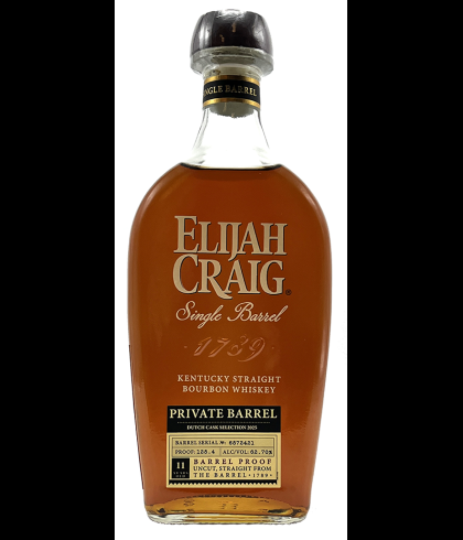 Fles Elijah Craig Single Barrel Dutch Cask Selection 2025, single malt whisky, op voorraad bij slijterij t Bockje in Bathmen