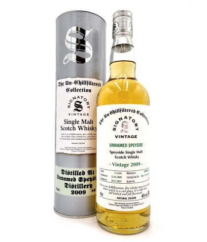 Fles Signatory 2009 Unnamed Speyside Un-chillfiltered Collection, whisky, op voorraad bij slijterij t Bockje in Bathmen