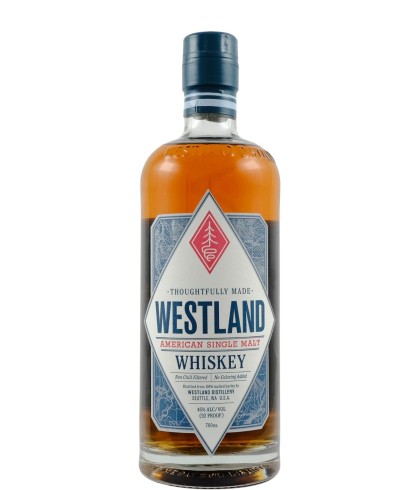 Fles Westland Thoughtfully Made American Single Malt Whiskey, whisky, op voorraad bij slijterij ’t Bockje in Bathmen