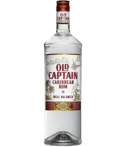Fles Old Captain Rum Wit, rum, op voorraad bij slijterij t Bockje in Bathmen