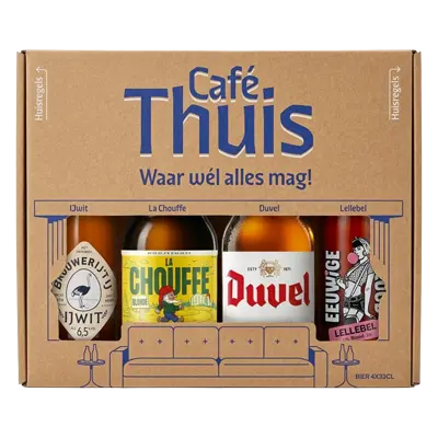 Fles Duvel Cafe Thuis, bier van Duvel, bij slijterij ’t Bockje in Bathmen