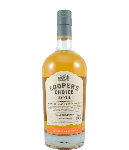 Fles THE COOPERS CHOICE Campbeltown 2014 7 Years Old, whisky, op voorraad bij slijterij t Bockje in Bathmen